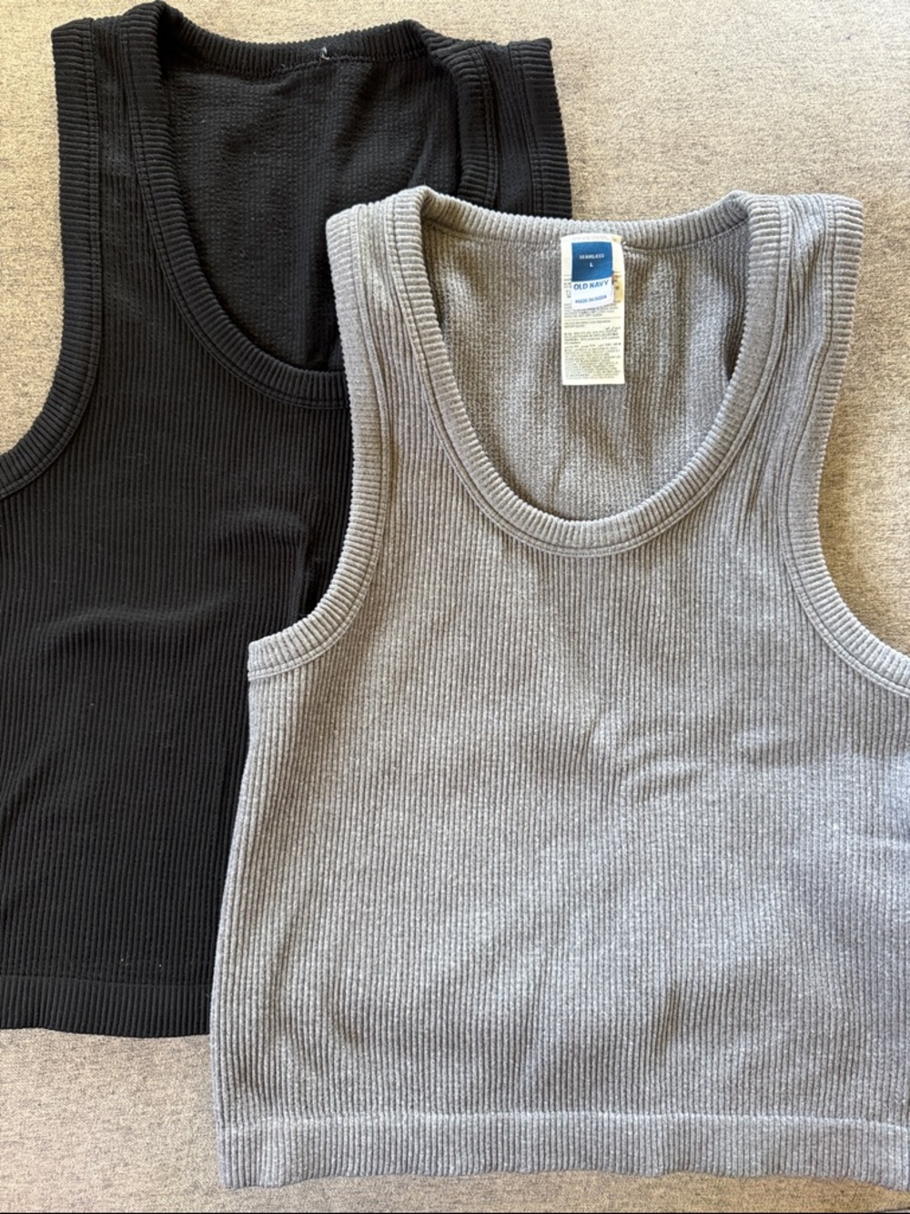 2-PACK Old Navy Ribbed Tank Tops — Black & Gray
